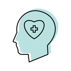 Mental Health color shadow thinline icon , vector, pixel perfect, illustrator file 
 