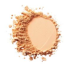 Peach makeup powder texture swatch on black background