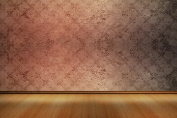 Empty studio space is being shown in flat illustration featuring wooden floor meeting plaster wall