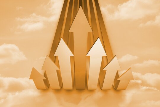 Fototapeta Arrows in the sky in orange