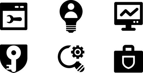 Modern Rounded Filled Seo And Digital Marketing Icon Set