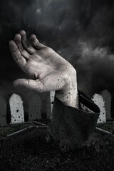 Graphic image of cropped hand at cemetery © vectorfusionart