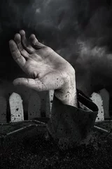 Fotobehang Graphic image of cropped hand at cemetery © vectorfusionart