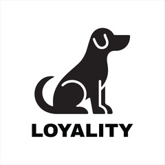 Loyalty dog silhouette icon showing trust faithful pet animal symbol

