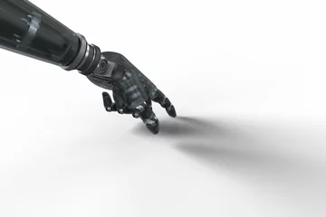 Fotobehang High angle view of gray robotic hand © vectorfusionart