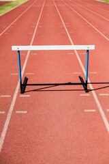 High angle view of Hurdle on track