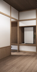 Asia wood room interior cleaning room with decoration Japanese style. 3D rendering