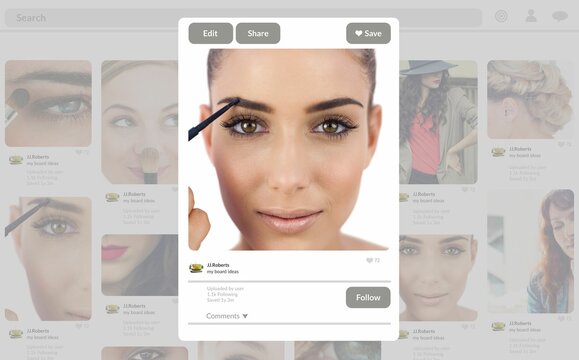 Fototapeta Composite image of website page tutorial eyebrows make-up
