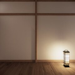 Asia wood room interior cleaning room with decoration Japanese style. 3D rendering
