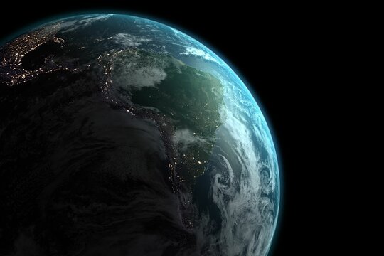 Naklejki Earth over black background