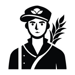 Farmer Character with Hat and Wheat