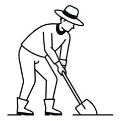 Farmer at Work with Shovel