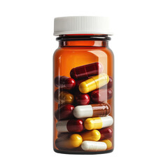 Stock photo of prescription medicine bottle with pills capsules for health care needs