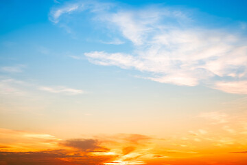 Beautiful , luxury soft gradient orange gold clouds and sunlight on the blue sky perfect for the...