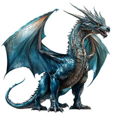 Majestic Blue Dragon Fantasy Creature Mythical Beast