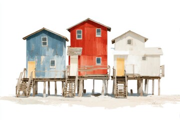 Three wooden beach houses banner