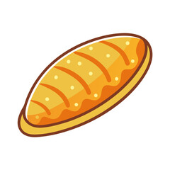 Delicious golden brown baked bread loaf with sweet orange glaze and dots
