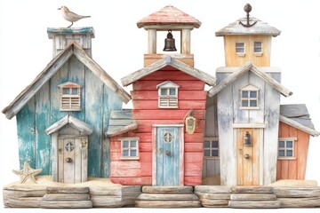 Three wooden beach houses banner