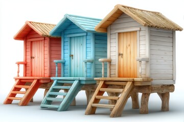 Three wooden beach houses banner