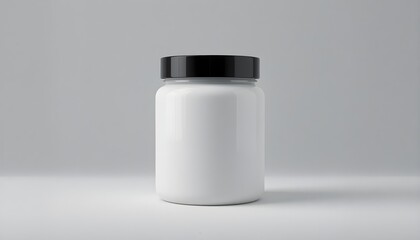 White plastic bottle with black lid mockup