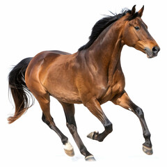 Obraz premium Brown horse running isolated on transparent background 