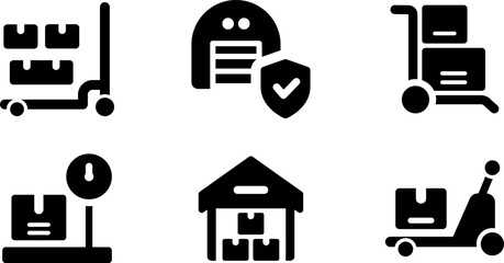 Modern Rounded Filled Warehouse Icon Set