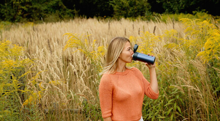 Young Pretty Caucasian Happy Girl Woman At Old House. Calmness And Tranquility. Downshifting Lifestyle. Self Confidence. Modern Rural Life. Healthy Lifestyle Concept