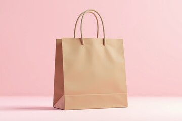 Red paper shopping bag with handles, isolated on white