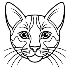 Stylized Cat Portrait Black and White Outline Illustration Feline Friend Artistic Render Detailed Line Work Animal Theme Digital Artwork