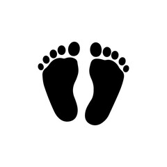 Baby footprint silhouette icon vector flat design.