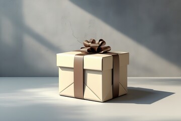 Golden gift box with a luxurious gold ribbon and bow, perfect for Christmas, birthday, or anniversary celebrations