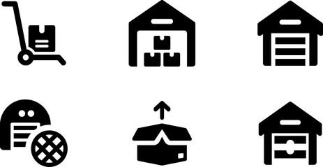 Modern Rounded Filled Warehouse Icon Set