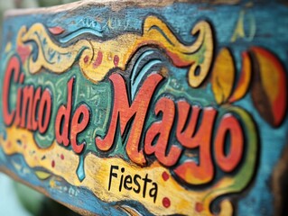 Fototapeta premium Close-up of a hand-painted wooden sign reading 