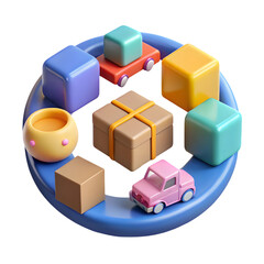 Obraz premium Colorful 3d rendered delivery concept isolated on transparent background