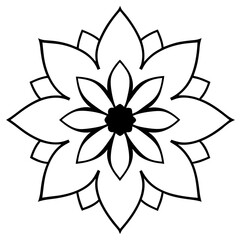 Serene Cosmic Blossom Mandala – Digital Line Art