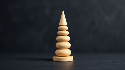 Pale Yellow Wooden Stacking Toy Cone Base wooden toy