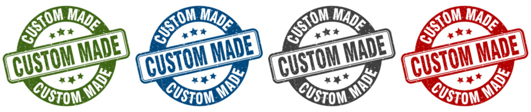 custom made stamp. custom made round stamp set isolated on white background