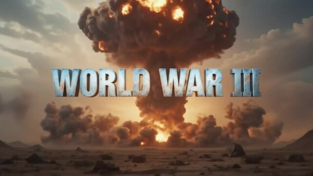 cloud explosion with &ldquo;World War III&rdquo; title in smoke