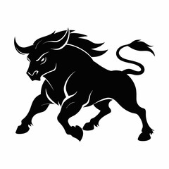 Silhouette vector illustration of a bull