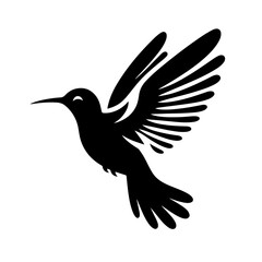 Obraz premium Stunning Black Hummingbird Silhouette in Dynamic Flight, Elegant Nature Vector Art for Design, Wildlife Illustration