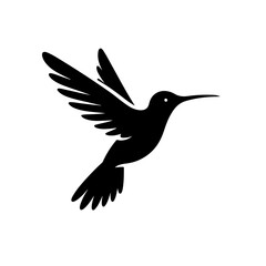Obraz premium Stunning Black Hummingbird Silhouette in Dynamic Flight, Elegant Nature Vector Art for Design, Wildlife Illustration