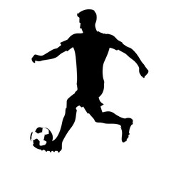 Obraz premium Volleyball Jump Silhouette – Black Figure in Air Spiking Ball on White Background