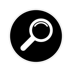 A magnifying glass icon set against a black background signifies the concepts of search, exploration, and focus within digital interfaces, emphasizing user interaction and accessibility