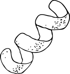 Vector line lemon peel isolated on a white background.