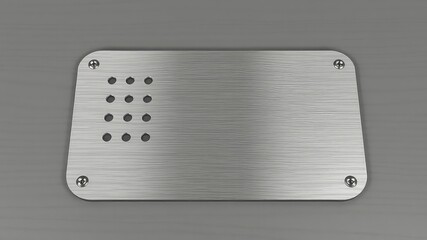 Brushed Metal Plate Secured with Screws and Punched with a Perforated Pattern for a Tech Aesthetic