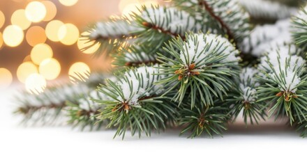 Snow-Covered Pine Branches A Festive Winter Wonderland Image