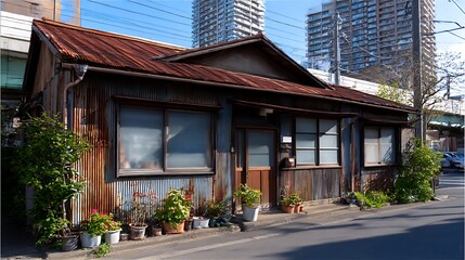 Fototapeta premium 都市に残る昭和の風情を感じる古民家