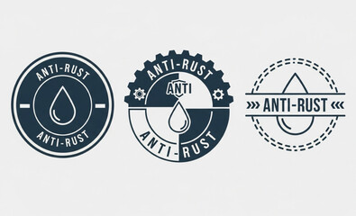 Anti rust set. Anti oxidation symbol. Rust resistant emblem set  logo type 
