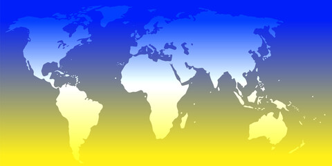 Digital world map with gradient fill. Digital map template for business, media, foreign affairs, international relations. Technology background. Vector illustration of world map.
