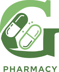 Initial G letter Pharmacy Logo Design vector Template. Abstract Letter G Pharmacy logo Design